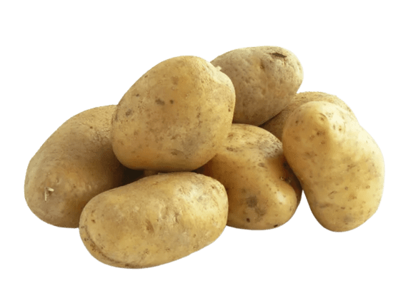 A pile of potatoes sitting on top of a green table.